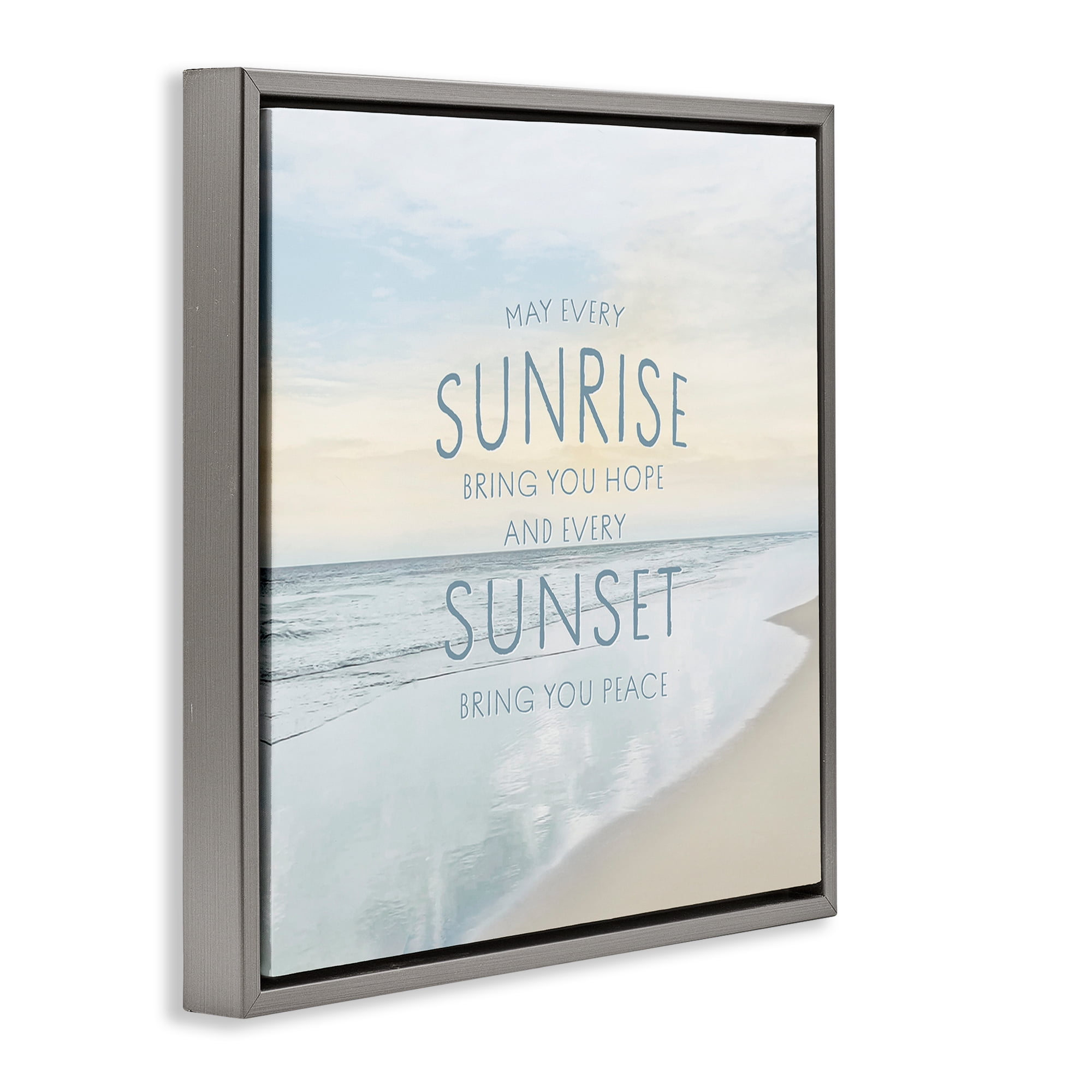 Stupell Industries Sunrise & Sunset Statement Gray Framed Floater Canvas Wall Art, design by Natalie Carpentieri