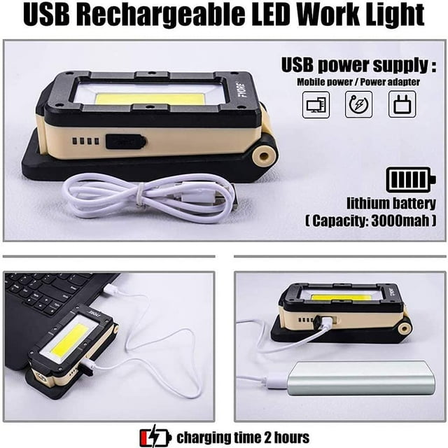 LED Rechargeable Work Light, Magnetic Underhood Work Light with Stand, Portable Work Lights for Mechanics, Car Repairing, Garage, Camping - Bright Red Light Lamp