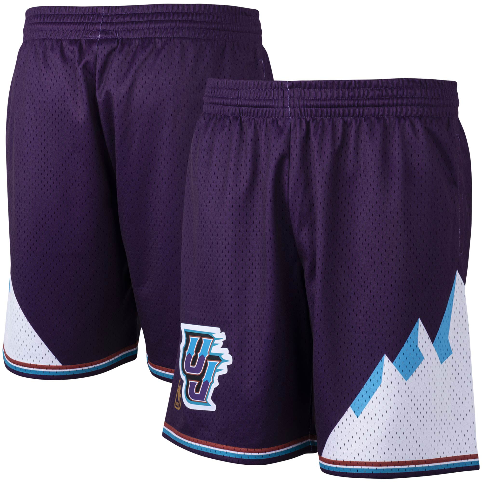 Retro Utah Jazz Basketball Shorts Stitched Purple 
