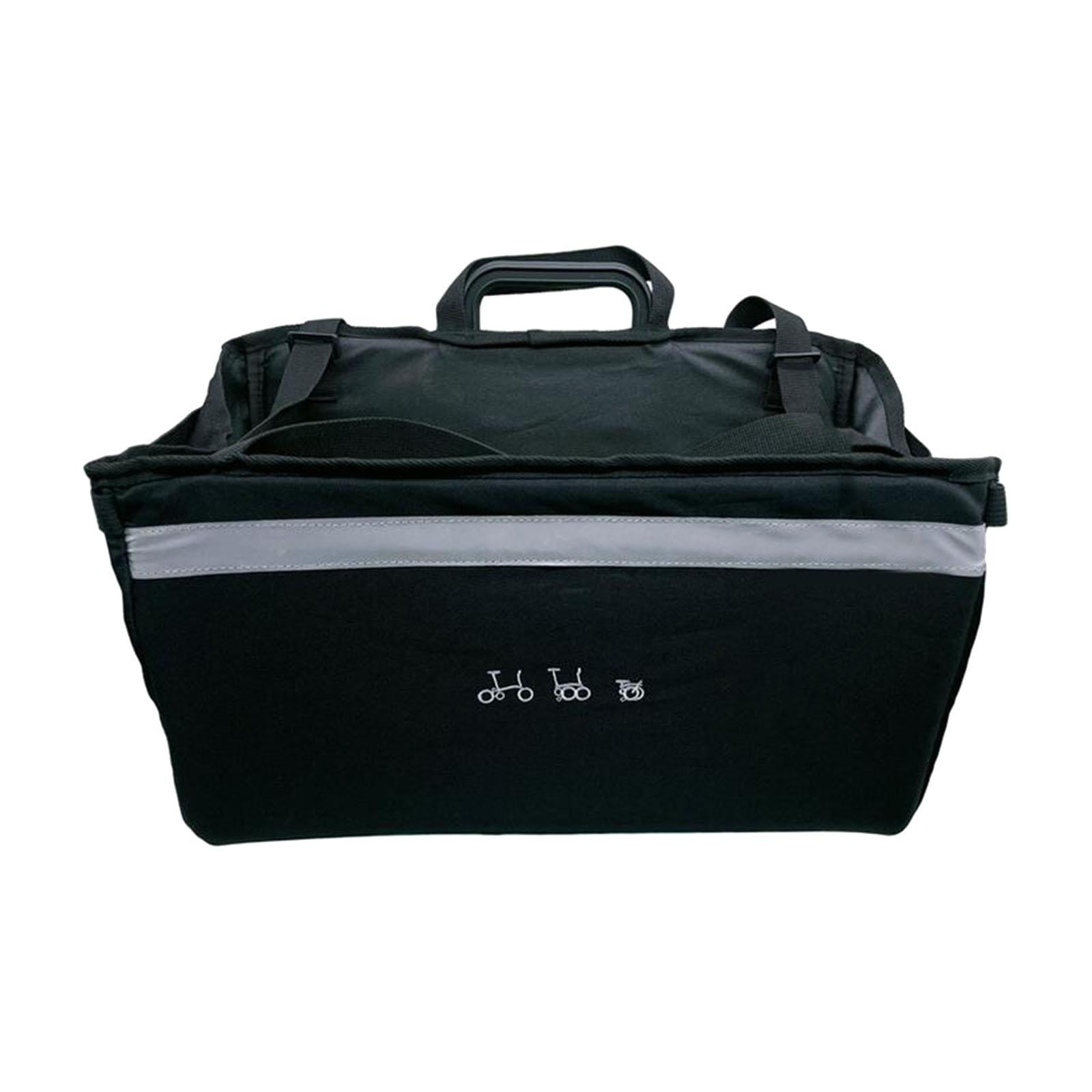 Bike Front Basket Bag with Rain Cover for Folding Bike , Black, 40.5x22.5cm