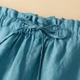 thumbnail image 7 of Diufon Women's Cotton Linen Shorts Ruffle Elastic Waist Drawstring Shorts Solid Color Shorts with Pockets, 7 of 7