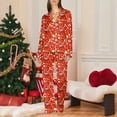 thumbnail image 2 of Luwomo Comfy Pajamas Sets Womens Christmas Long Sleeve Lapel Button Top and Comfy Pants Festive Holiday Cozy Home Loungewear Soft Flannel Nightwear Sleepwear Set,Red1,S, 2 of 4