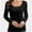 Black, variant on Womens Long Sleeve Scoop Neck Tops Casual Slim Fitted Basic Shirts