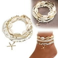 thumbnail image 1 of Anklet Jewelry for Women Boho Seashell Beaded Stackable Beach Anklets Summer Accessory 7PCS, 1 of 7