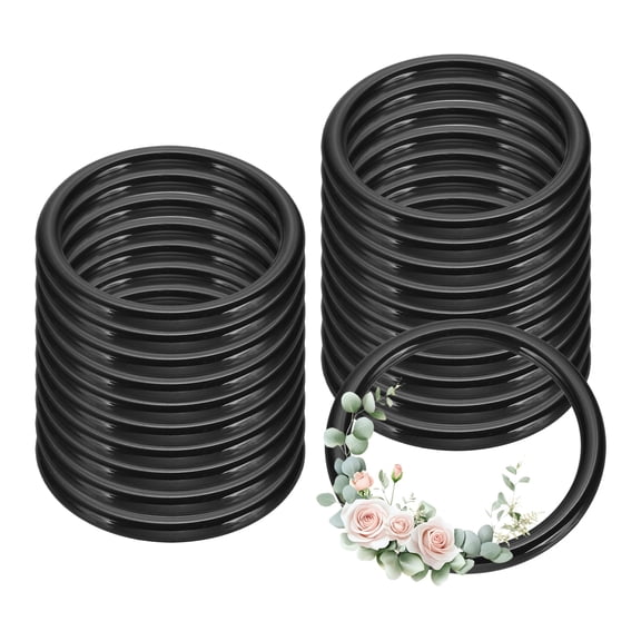 Uxcell 20 Pcs Dream Catcher Rings, 2.2 inch Floral Macrame Plastic O Rings DIY Round Plastic Hoops for Crochet Craft Making Wall Hanging Wedding Wreath Christmas, Black