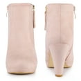 thumbnail image 2 of Unique Bargains Women's Platform Round Toe Chunky Heel Ankle Boots Dust Pink 6.5, 2 of 6