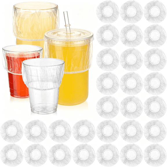 ACDANC 50 Pcs Disposable Cup Covers for Drinks Safety Plastic Drink Covers for Alcohol Protection Wine Beverage Bar Club Banquet Party Supplies Cup Covers (Clear)