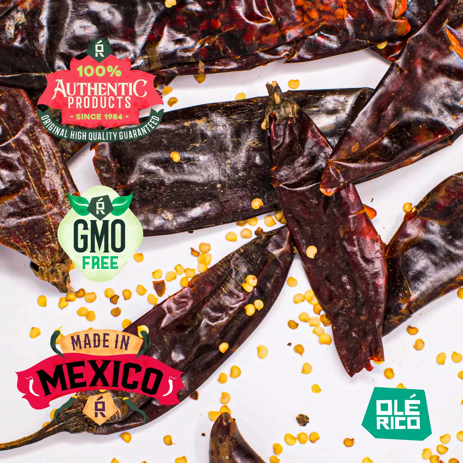 OLÉ RICO - Dried Chile Peppers 3 Pack Bundle (12 oz Total) - Ancho Chiles, Guajillo Chiles and Arbol Chiles - The Spicy Trio - Great For Mexican Recipes - Packaged In Resealable Bags - image 3 of 9