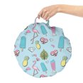 thumbnail image 2 of Summer Round Floor Cushion with Handle, Repeating Fun Items of Popsicle Flamingo Pineapple Diamond Heart Star Leaf, Pillow for Living Room & Dorms, 18" Round, Pale Blue Multicolor, by Ambesonne, 2 of 4