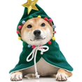 thumbnail image 4 of Disfraz navideño para mascotas, capa navideña para mascotas, capa con estrellas y pompones, bonita capa navideña (M), 4 of 5
