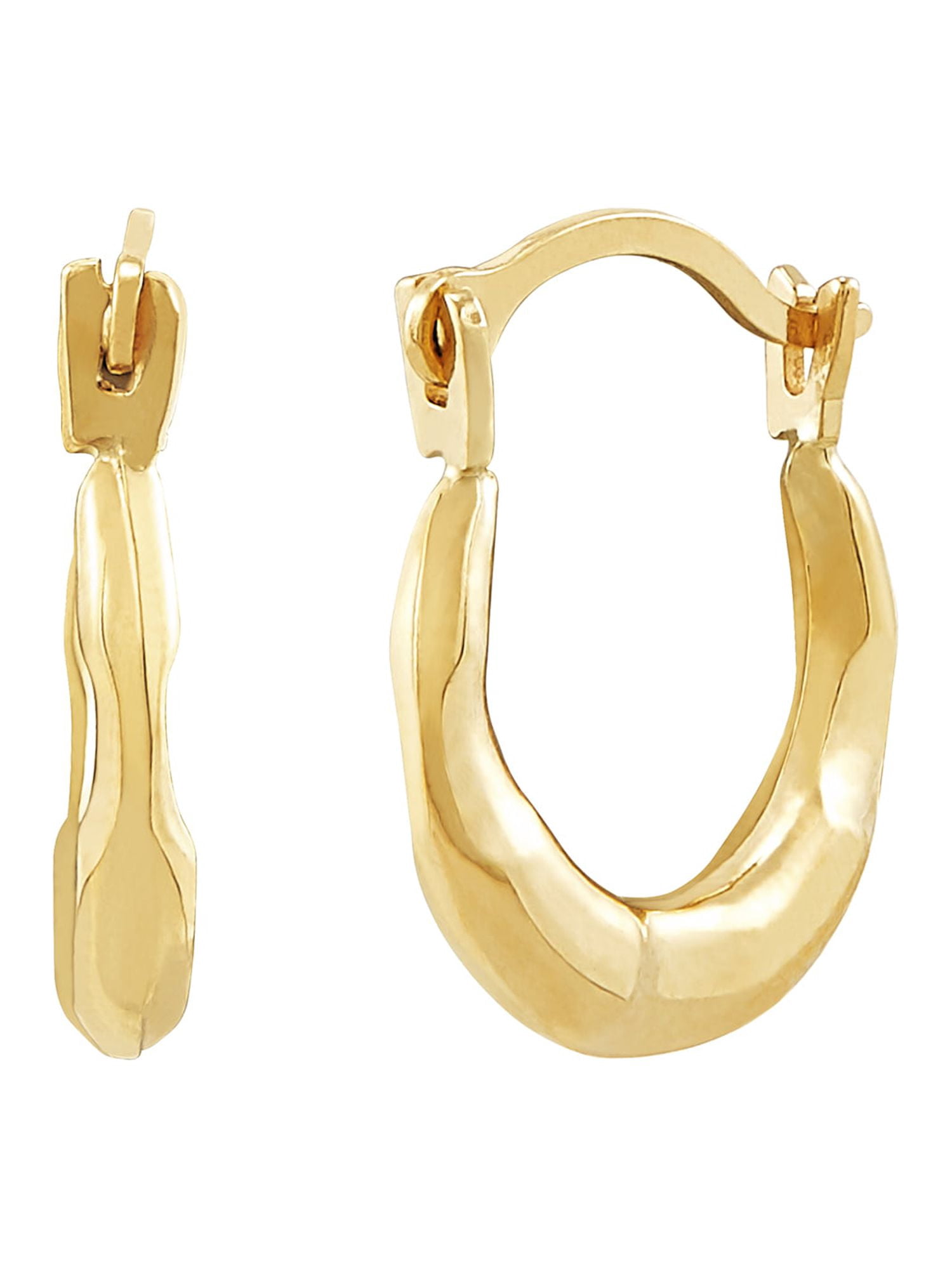 Brilliance Fine Jewelry 10K Yellow Gold Small Hollow Round Ribbed Hoops Earrings