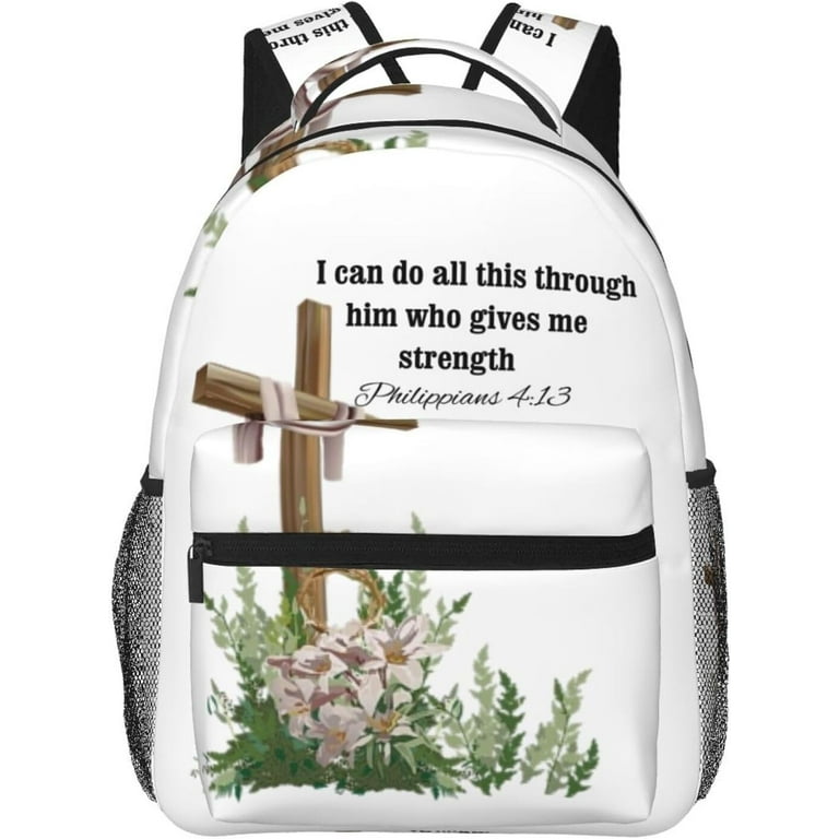 Bible Verse Backpack Christian Laptop Backpack Jesus Cross Tablet