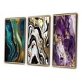 thumbnail image 3 of Designart "Liquid Gold and Turquoise Dreams Marble Art" Abstract Painting Framed Wall Art Set Of 3 - Gold Modern Frame Canvas Set For Living Room Decor, 3 of 6