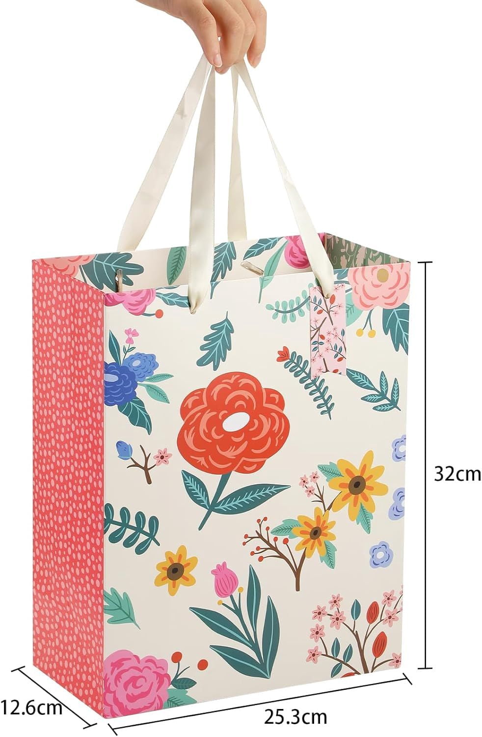 Gift Bag, 13" Large Flower Gift Bag, For Easter, Birthdays, Bridal Showers, Weddings, Baby Showers, Mother's Day, 10" x 5" x 13" with Tissue Paper Visit the Sawnfay St