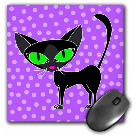 3dRose Fancy Feline Black Cat Design in Purple, Mouse Pad, 8 by 8
