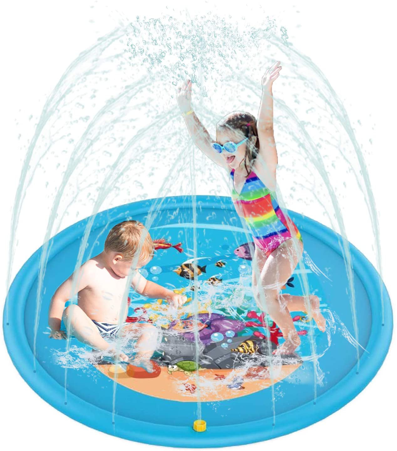 hirsrian Sprinkle and Splash Play Mat Summer Garden Outdoor Spray Toys Inflatable Sprinkler Mat for Toddlers Kids Pets