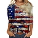 thumbnail image 2 of ICHUANYI Clearance Women's Fashion Short Sleeve Retro Round Neck Printed Loose Tops Blouse Three Quarter Sleeve(Khaki, M) ICHUANYI WER2023081206572, 2 of 4
