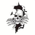 thumbnail image 3 of Halloween Skull and Bats Wall Sticker - Contemporary Style, PVC Material, Self-Adhesive, Single Use, Detachable Wall Decal for Bedroom and Living Room Decor, Irregular Shape, 15.7in x 11.8in, 3 of 5