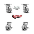 thumbnail image 2 of 4 Inch V Groove Semi Steel Caster Set with Roller Bearings 2 Swivel Lock 2 Brake, 2 of 2
