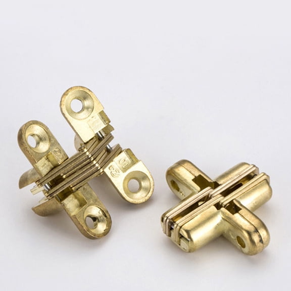 WRITWAA Zinc Alloy Golden Mute Thickened Hidden Cross Hinge for Home Use 6 Pieces