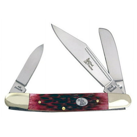 Steel Warrior Wrangler Stockman - Red Walnut Jigged Bone Handles Pocket Knife Knives