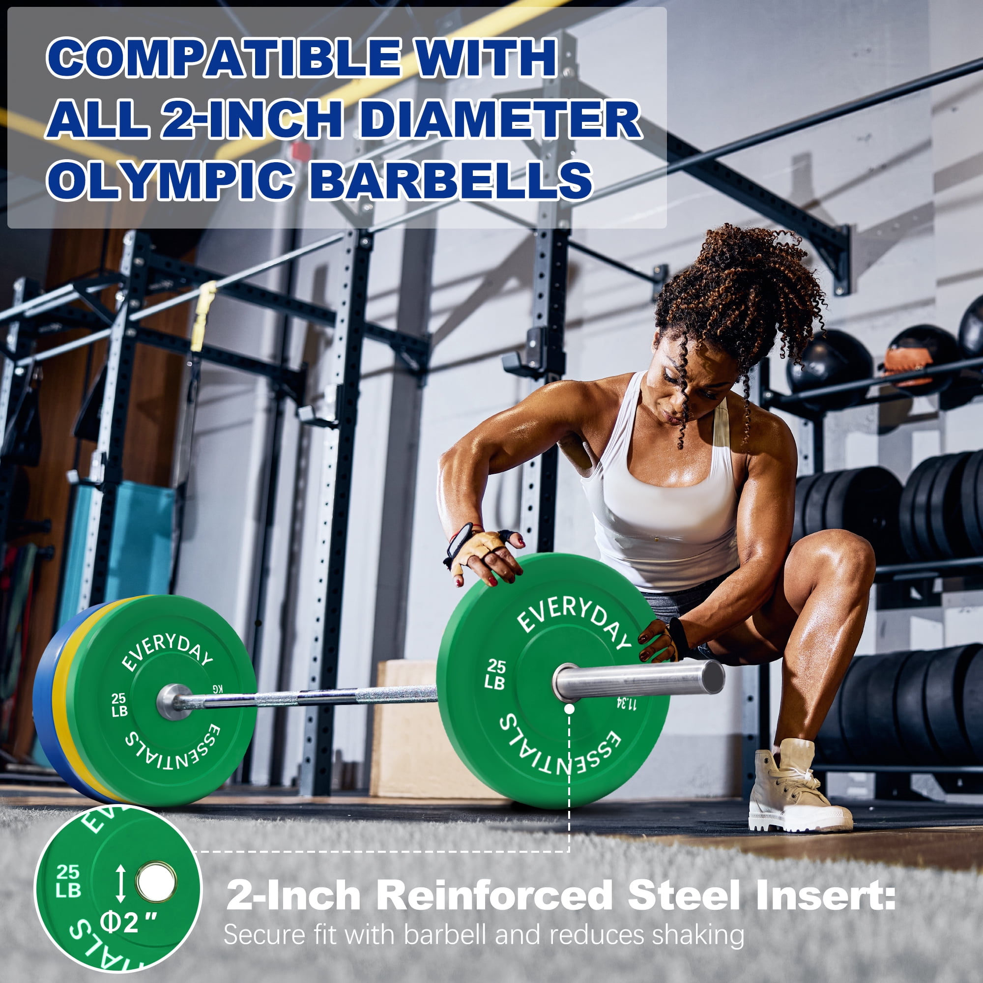 BalanceFrom Olympic Bumper Plate Weight Plate with Steel Hub, Colored, 210 lbs Set