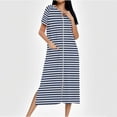 thumbnail image 2 of SwiftWear Women's Striped Sleep Robe with Vertical Pattern, Long Length Zipper Nightgown with Contemporary Design for Home Loungewear, 2 of 7