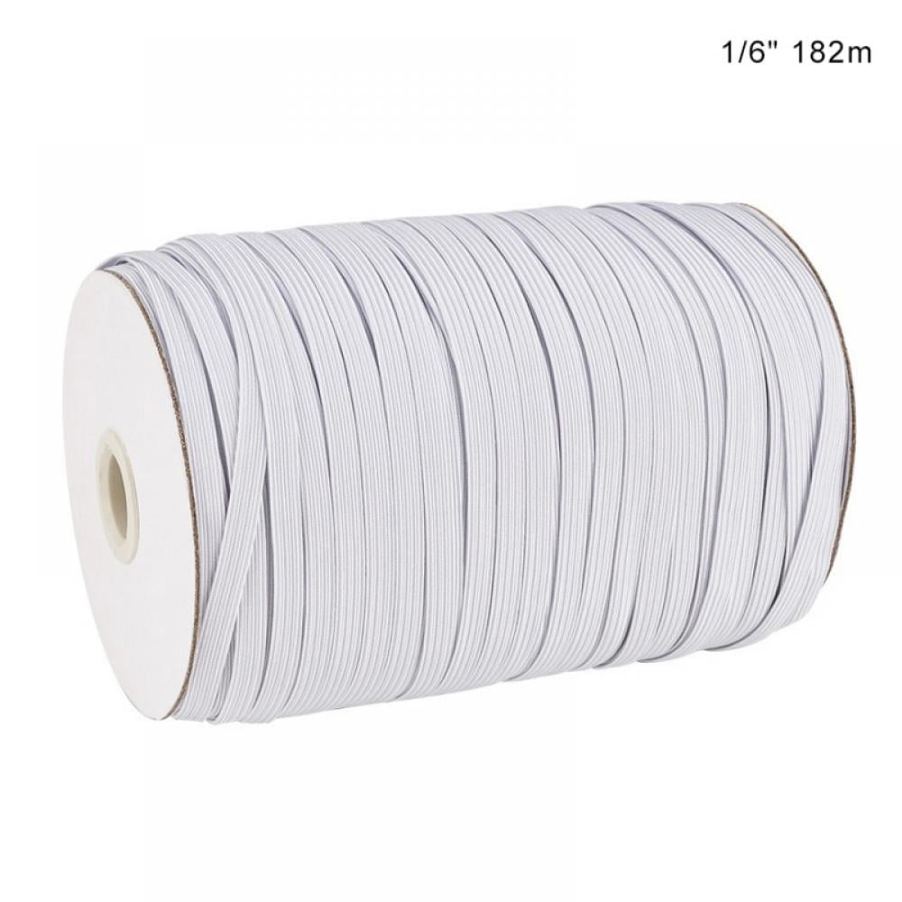 White 200-Yards Length 1/4 Width Braided Elastic Cord/Elastic Band/Elastic Rope/Bungee/White Heavy Stretch Knit Elastic Spool White 