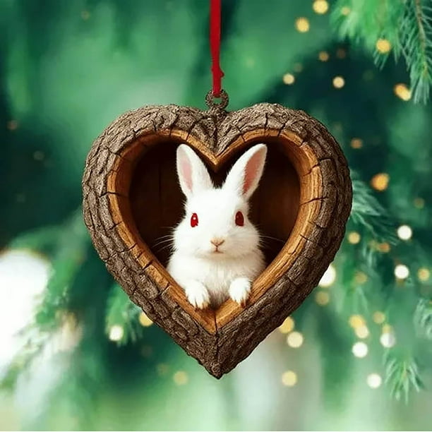 Adornos navideños, adornos navideños, regalos navideños, colgante acrílico con forma de corazón.