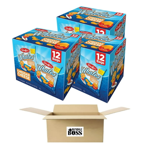 Stauffer's Whales Cheddar Cheese Crackers, 1.5 oz, 12 Count (3 pack)