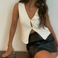 thumbnail image 4 of Quealent Womens Sweater Vest Sleeveless Button Down Round Neck Knitted Tank Tops Casual Cardigan for Women White,Size M, 4 of 5