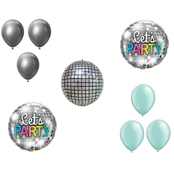 LOONBALLOON Disco 80s Theme Balloon Set, Let's Party Disco Ball Balloons and Disco balloon 6x latex