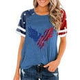 thumbnail image 1 of Chemises Rouges Blanches et Bleues pour Femmes Chemise du 4 Juillet Blouse Patriotique pour Femmes Haut du 4 Juillet Col Rond Dégradé Manches Courtes Plissées Chemises Amples Blouse, 1 of 2