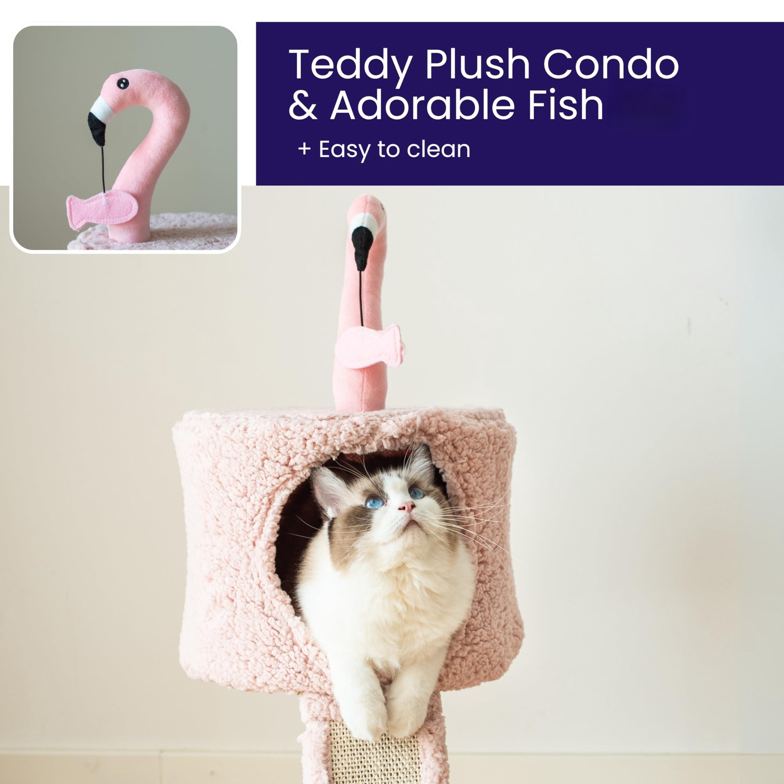 Flamingo 2-level 29" Cat Tree For Small Cats & Kittens With Replaceable Posts  Sisal Ramp Pink Designed Cute Condo