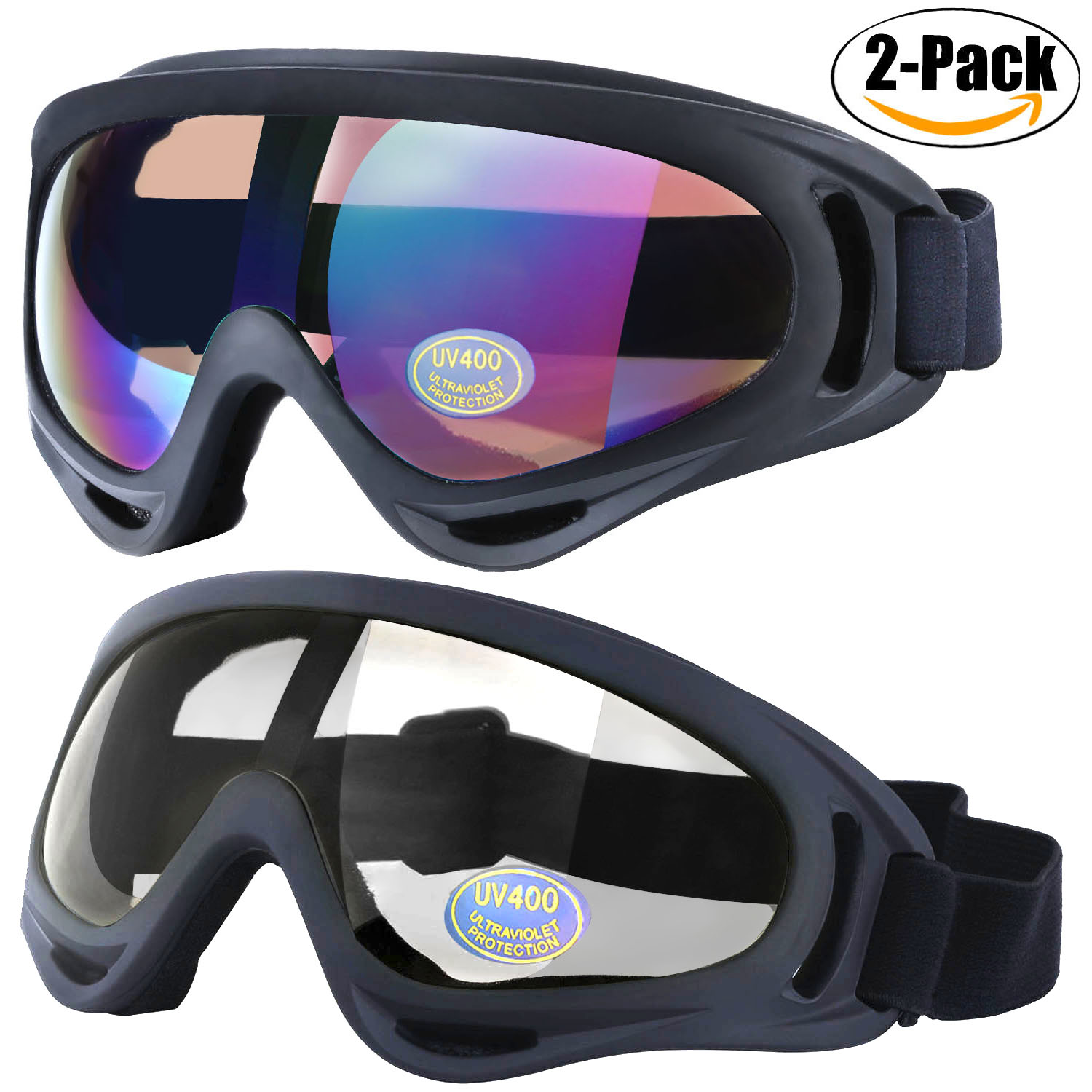 Outgeek 2Pcs Unisex Professional Ski Snow Snowboard Goggles Windproof Adjustable UV Protective Eyewear for Outdoor... by Outgeek