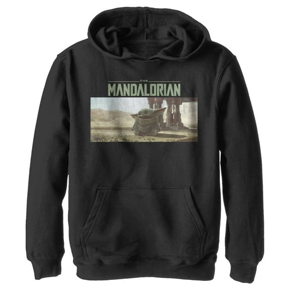 Boy's Star Wars: The Mandalorian The Child Desert Walking  Pull Over Hoodie Black Medium