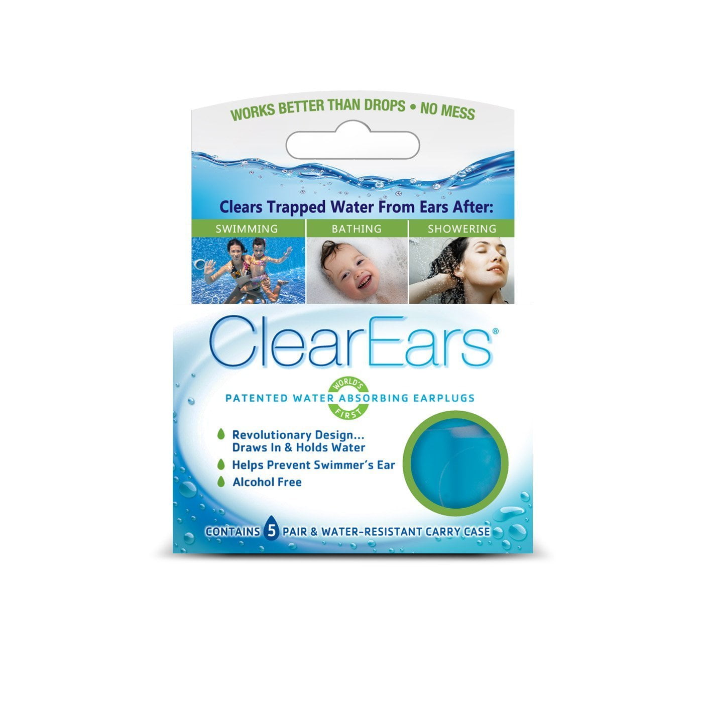water absorbing earplugs 5 pairs Blocked Ears ClearEars