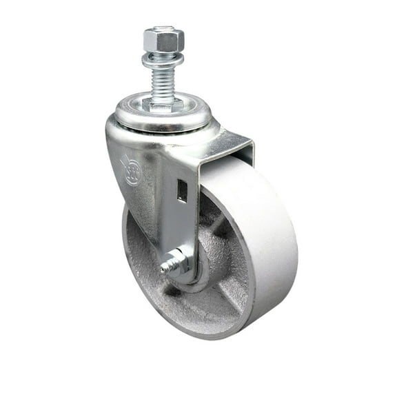 Semi Steel Swivel Threaded Stem Caster w/Roller Bearing - 4" Wheel & 1/2" Stem