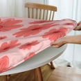 thumbnail image 4 of YFYANG Round Fitted Table Cloth, Waterproof Pink Floral Pattern Polyester Table Cover, Indoor Outdoor Decorative Tablecloths with Elastic Edge, 4 of 7