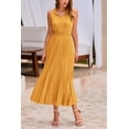 thumbnail image 3 of Vestido PRETTYGARDEN Midi de Verano con Escote en V y Lunares Suizos Color Cúrcuma Talla M, 3 of 8