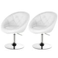 thumbnail image 2 of Gymax 2PCS Swivel Bar Stools Height Adjustable Round Tufted Back Bar Chairs White, 2 of 6