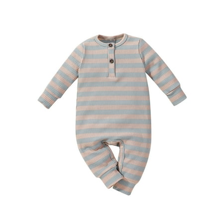 

Binmer Newborn Infant Baby Girls Boys Striped Print Ribbed Romper Jumpsuit Clothes