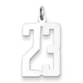 thumbnail image 1 of Sterling Silver Rhodium-plated Small Elongated Pol Number 23 Charm QES23 (20mm x 8mm), 1 of 2
