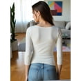 thumbnail image 3 of Blusa Mujer Manga 3 Cuartos Cuello V Comodidad y Estilo, 3 of 5