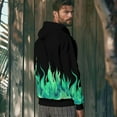 thumbnail image 6 of Men's 3D Printed Hooded Sweatshirt - Eye-Catching Flame Design | Long Sleeve Pullover with Kangaroo Pocket & Drawstrings, 6 of 9