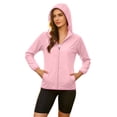 thumbnail image 3 of Women's Plus Size Hooded Sun Protection Jacket Full Zip Elastic Cuff Long Sleeve Sun Sweatshirt Lightweight Outdoor Windbreaker Coats Pink, 3 of 7