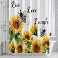 thumbnail image 3 of Sunflower Shower Curtain for Bathroom Decor, Bee Yellow Floral Summer Waterproof Fabric Shower Curtain, 72"x96" Set with 12 Hooks, 3 of 9