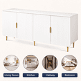 thumbnail image 3 of Entrintou 64.8"Fluted Sideboard Buffet Cabinet,4 Door,6 Center-Support Legs,150 lb Top, For Dining Room, Living Room,White with Gold Hardware, 3 of 11