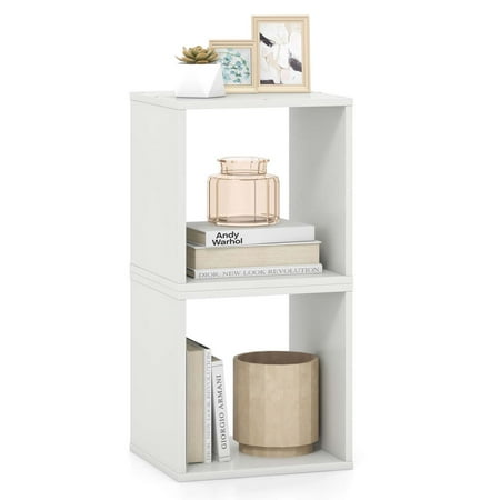 Costway 2 Tier Stackable Storage Cube Bookcase White