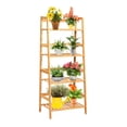 thumbnail image 3 of Bamboo Plant Rack 4-Tier with Guardrails - Stable Ladder Shelf for Living Room, Kitchen, Books, Plants - Space Saving Display Shelves, 3 of 9